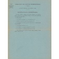 Agrégation des Sciences Mathématiques. Session spéciale de juillet 1920 : mathématiques élémentaires