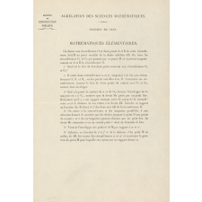 Agrégation des Sciences Mathématiques. Session de 1921 : mathématiques élémentaires