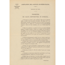 Agrégation des Sciences Mathématiques. Session de 1922 : problème de calcul différentiel et intégral