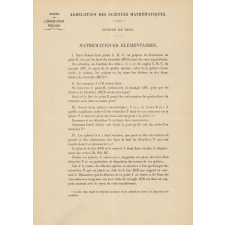 Agrégation des Sciences Mathématiques. Session de 1922 : mathématiques élémentaires