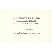 CEG Ste Jeanne d'Arc. Appel à la bienfaisance et remerciements.