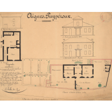 Aignes-et-Puypéroux. Plan d'ensemble de l'école actuelle et de ses dépendances.