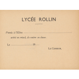 Imprimés vierges du Lycée Rollin / Jacques Decour à Paris.