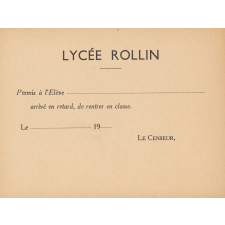 Imprimés vierges du Lycée Rollin / Jacques Decour à Paris.