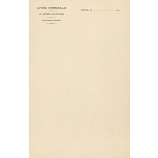 Feuille de papier à lettre du Lycée Corneille à Rouen.