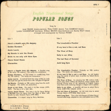 English traditional Song. VII, Popular Songs