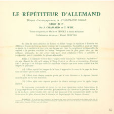 Le répétiteur d'allemand : disques d'accompagnement de l'allemand facile : classe de 6e