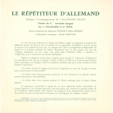 Le répétiteur d'allemand : disques d'accompagnement de l'allemand facile : classe de 3e seconde langue
