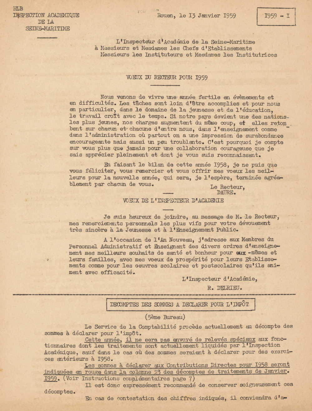 Circulaires de l'Inspection académique de Seine-Maritime.