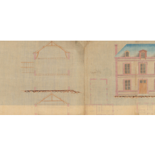 Plan, coupes et élévation. Commune de St Christophe-sur-Condé. Travaux Communaux.