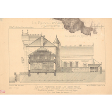 Ecole Primaire pour les Deux Sexes, avec locaux communaux & Justice de Paix. Commune de Houffalize. Province de Luxembourg. Belgique. Mr Il. Van de Wyngaert, Arch.e provincial.