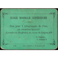 Ecole normale supérieure. 2 bons pour du pain.