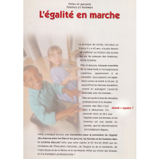 L'égalité en marche. Filles et garçons, femmes et hommes.