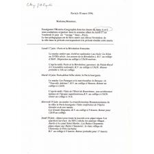 Rentrée scolaire 1991-1992 au collège Jean-Baptiste Poquelin de Paris.