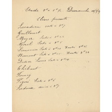 Liste des élèves à l'étude le dimanche 10 mars 1907