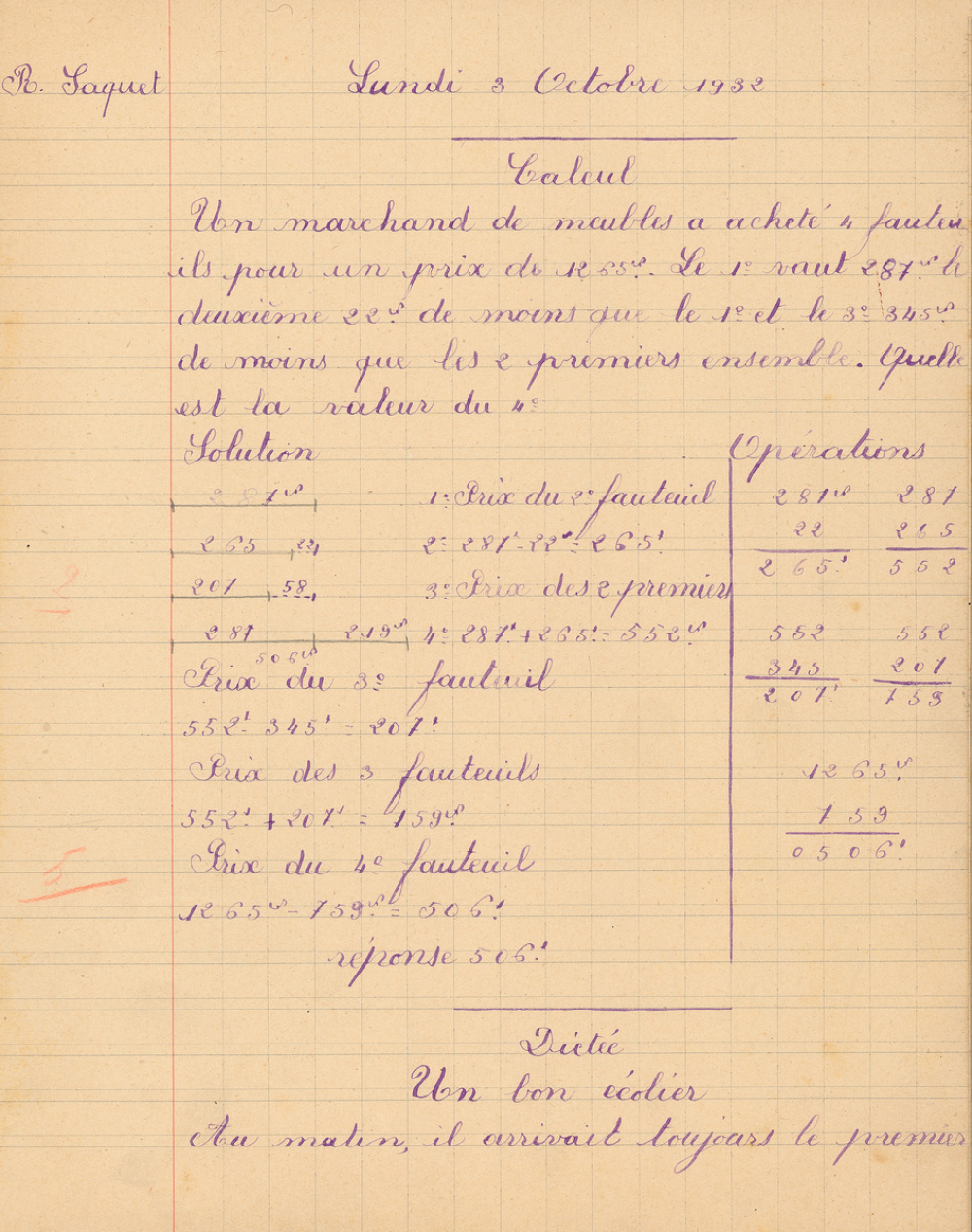 Cahier journalier