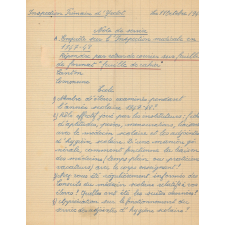 Inspection primaire d'Yvetot. Note de service. Enquête sur l'Inspection médicale en 1947-48.