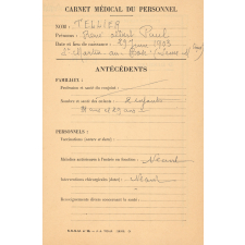 Cabinet médical du personnel. Fiches individuelles.