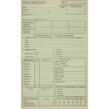 Examen médical scolaire. 3 fiches vierges.