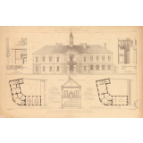 Écoles de garçons, avec services communaux - départements. Maison d'école, Mairie et Justice de paix de Beaugy (Cher), par Tarlier, Arch[itec]te.