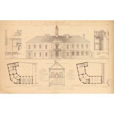 Écoles de garçons, avec services communaux - départements. Maison d'école, Mairie et Justice de paix de Beaugy (Cher), par Tarlier, Arch[itec]te.
