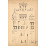 Écoles de garçons, avec services communaux départements. / Écoles et Mairies de Farges en Septaine (Cher), par Tarlier, Arch[itec]te et de Lorcy (Loiret), par Ratouin, Arch[itec]te.