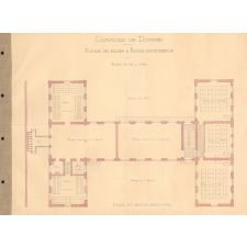 Ecole de filles & Ecole maternelle. Plans d'architecte. Façades. Coupe. 