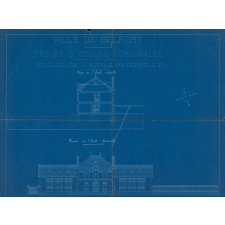 Ville de Belfort. Projet d'Ecoles Communales - Façade de l'Ecole Maternelle.