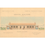 Groupe scolaire et Mairie. Département d'Eure-et-Loir. Commune du Tremblay-le-Vicomte. Façade de la classe.