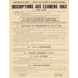 Université de Paris - Faculté des Lettres et Sciences Humaines. Inscriptions aux examens 1963.