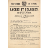 Préfecture du Cantal - Lycées et Collèges. Bourses. Examen d'Admission.