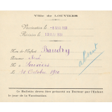 Certificats de vaccination et mot de mère d'élève. 