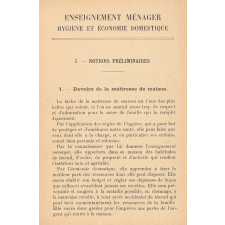 Enseignement ménager : économie domestique, hygiène