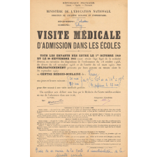 Visite médicale d'admission dans les écoles