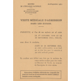 Visite médicale d'admission dans les écoles