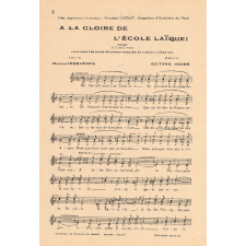 A la gloire de l'école laïque : chant à 1 ou 2 voix créé pour les Fêtes du Cinquantenaire de l'École Laïque (1931)