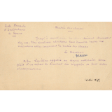 Note manuscrite concernant la rentrée des classes. 