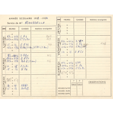 Emplois du temps du professeur. 1953-1954 à 1956-1957. 