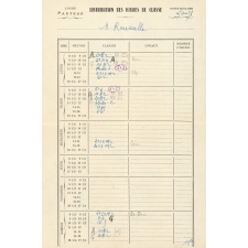 Emplois du temps du professeur. Distribution des heures de classe. Lycée Pasteur. 1950-1951 à 1952-1953. 