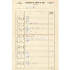 Emplois du temps du professeur. Distribution des heures de classe. Lycée Pasteur. 1950-1951 à 1952-1953. 