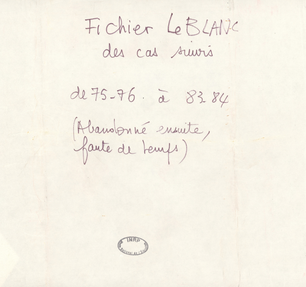 Le Blanc. Fichier des cas suivis de 75-76 à 83-84. 