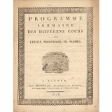Programme sommaire des différens cours de l'école secondaire de Saumur.