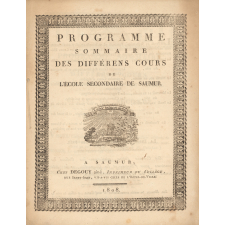 Programme sommaire des différens cours de l'école secondaire de Saumur.