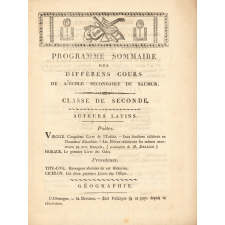 Programme sommaire des différens cours de l'école secondaire de Saumur.
