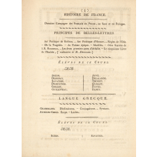Programme sommaire des différens cours de l'école secondaire de Saumur.