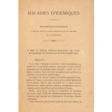 Maladies épidémiques. Prescriptions hygiéniques à prendre dans les écoles primaires pour les prévenir et les combattre.