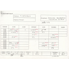 Emploi du temps du professeur. Collège du Mont Vallot. 