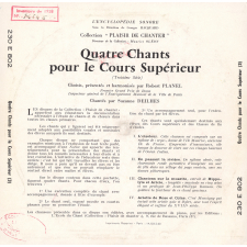 Quatre chants pour le Cours Supérieur et les Classes de Fin d'Etudes. Troisième série