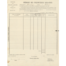 Service des enfants assistés de la Côte-d'Or. Mémoire des fournitures scolaires. Ecole de Martrois.