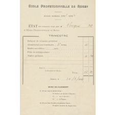 Ecole professionnelle de Rouen. Facture. 